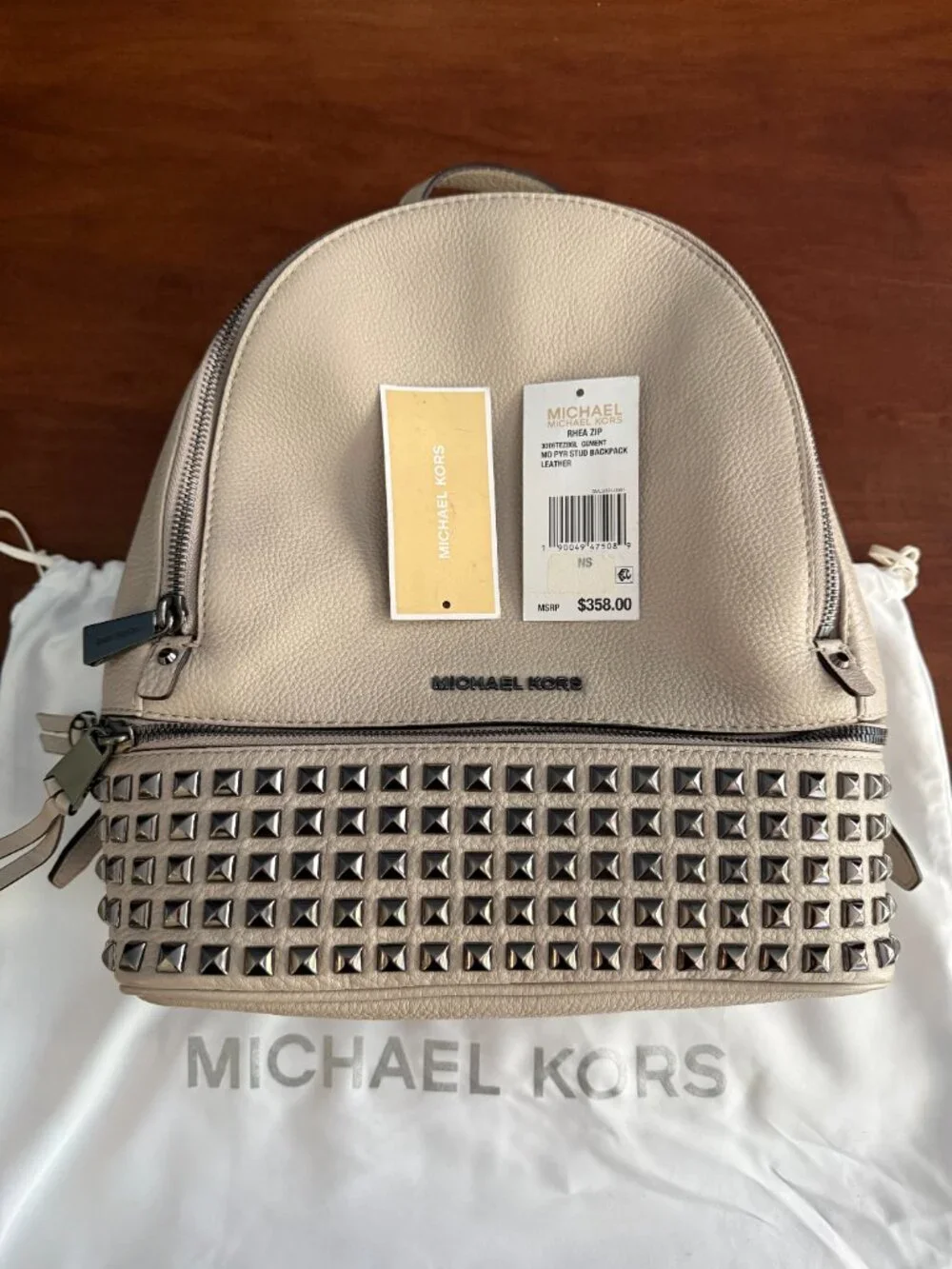 Michael Kors Rhea Small Studded Leather Back pack